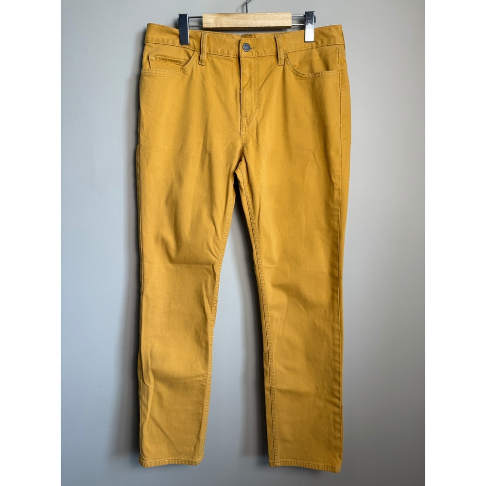 Banana Republic Traveler Slim Twill Pants 32x30 Ochre Yellow Casual Minimalist